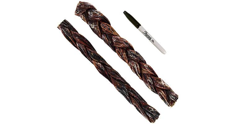 KaJo Pets Natural Braided Beef Gullet Sticks Dog Chews - 12 Inch - Made In USA