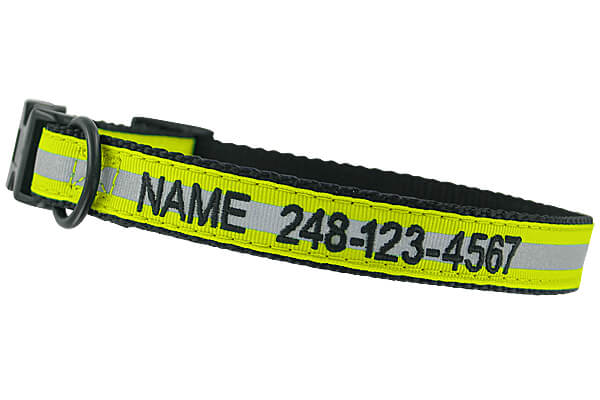 Reflective Personalized Embroidered Dog Collars