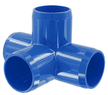 1 in. 4-Way PVC Fitting, Furniture Grade - Blue
