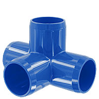 1" 4-Way PVC Fitting, Furniture Grade - Blue