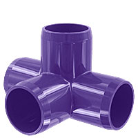1" 4-Way PVC Fitting, Furniture Grade - Purple