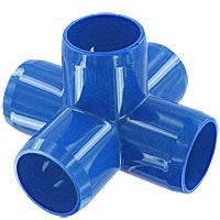 1" 5-Way PVC Fitting, Furniture Grade - Blue