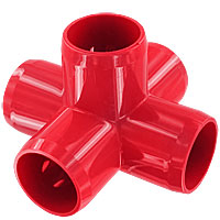 1" 5-Way PVC Fitting, Furniture Grade - Red