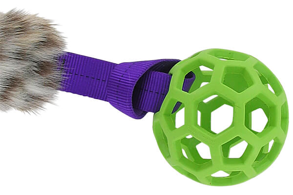 Put loop through toy and then put handle through loop