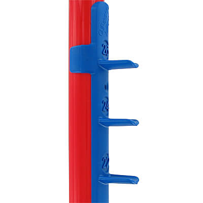 Blue strip on red PVC