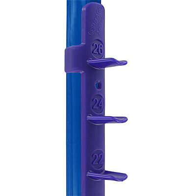 Purple strip on blue PVC
