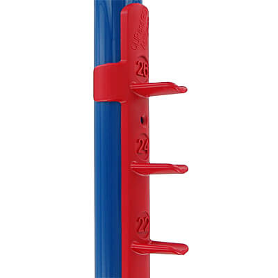 Red strip on blue PVC