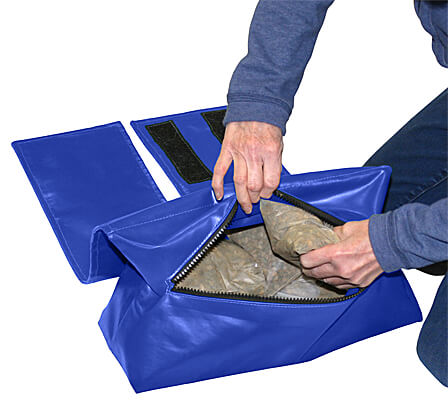 Fill each side with 30 lbs. of material