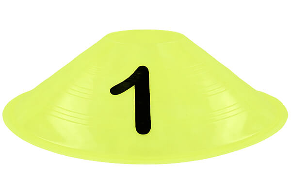 Neon yellow cone with number applied